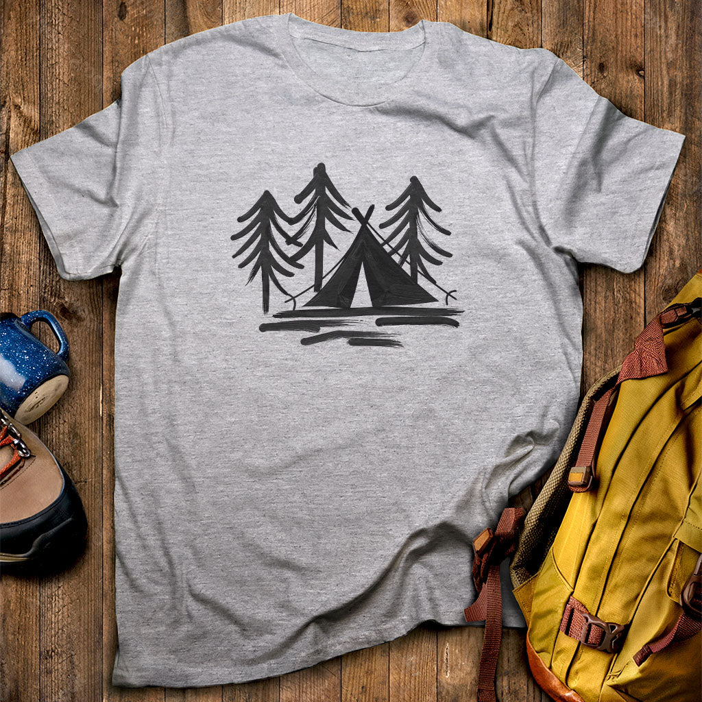 Painted Camp T-Shirt Sport Grey Adventure and Outdoors Themed T-Shirt