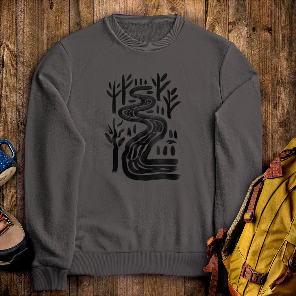 Painted River Crewneck Sweatshirt Charcoal Adventure and Outdoors Themed Sweatshirt