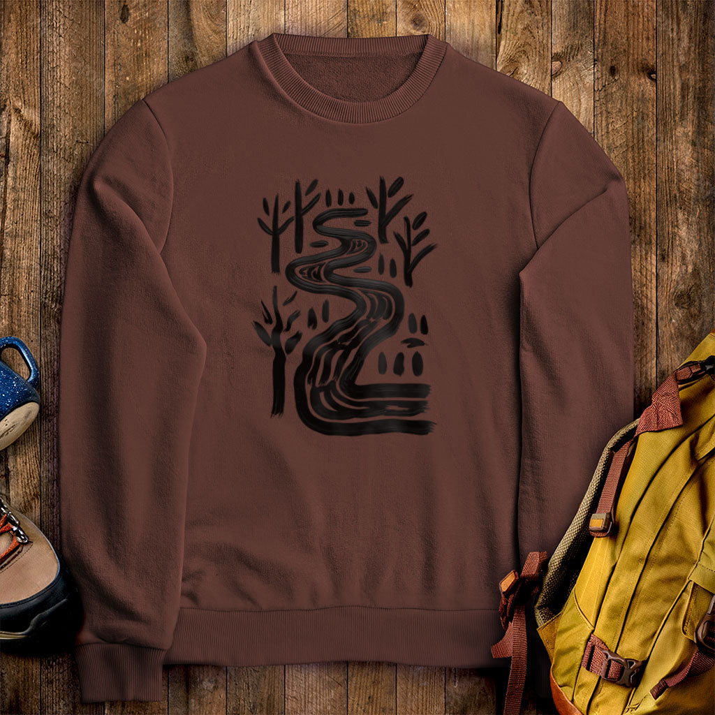 Painted River Crewneck Sweatshirt Cocoa Adventure and Outdoors Themed Sweatshirt