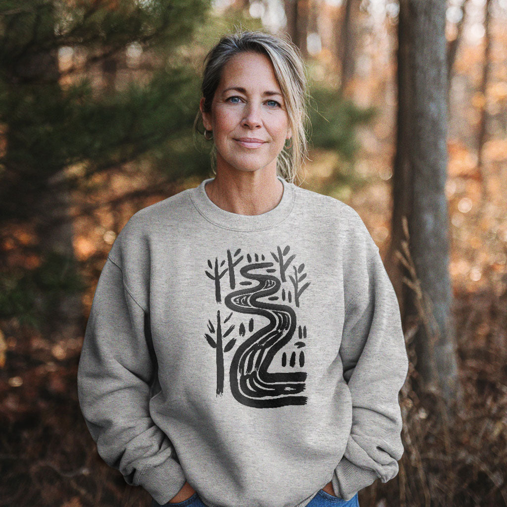 Painted River Crewneck Sweatshirt Adventure and Outdoors Themed Sweatshirt
