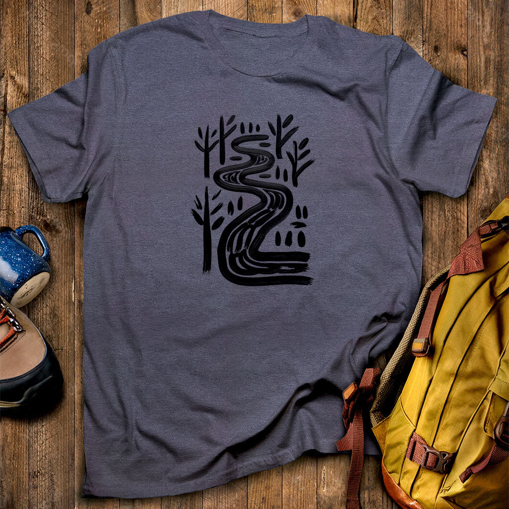 Painted River T-Shirt Heather Navy Adventure and Outdoors Themed T-Shirt