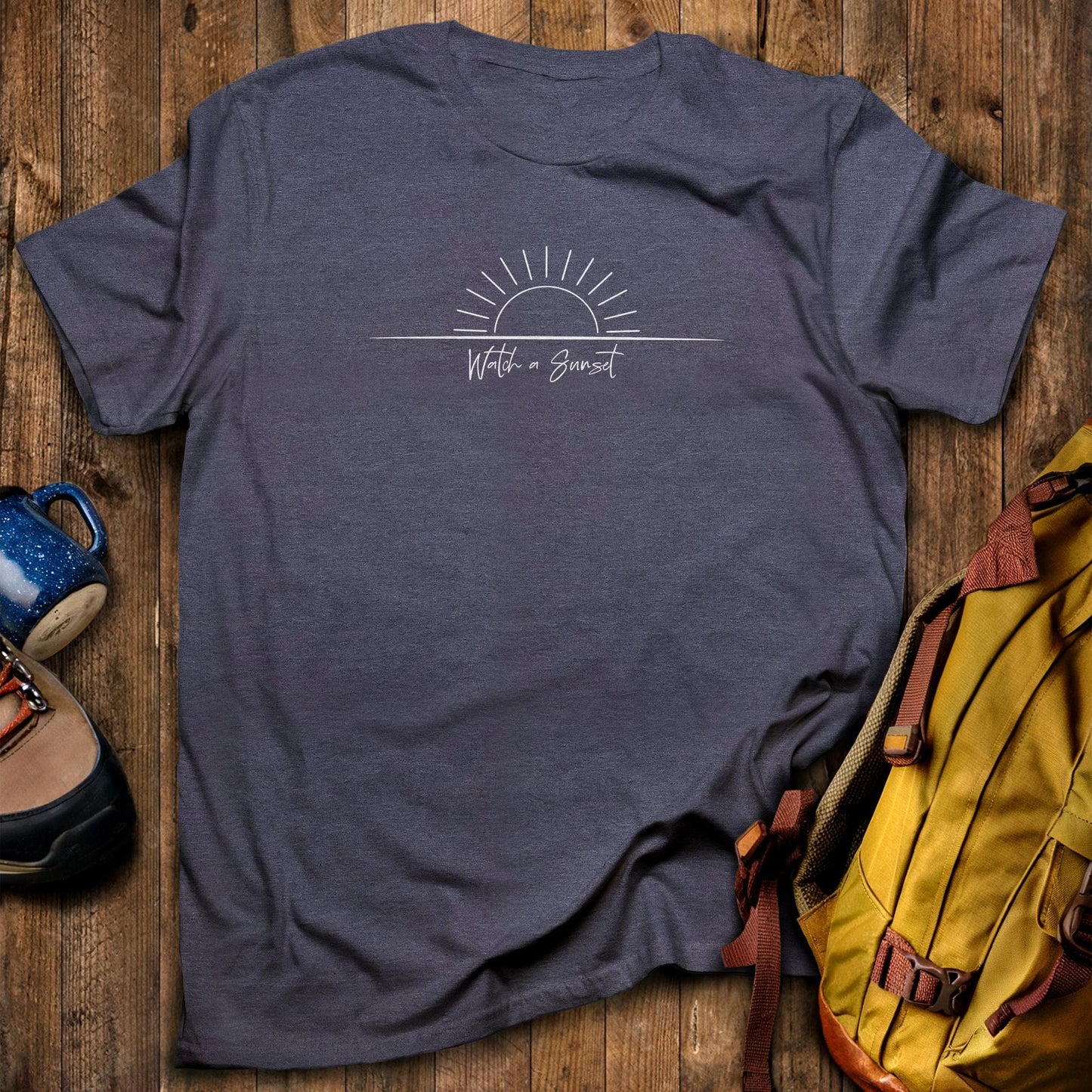 Watch a Sunset T-Shirt Heather Navy Adventure and Outdoors Themed T-Shirt