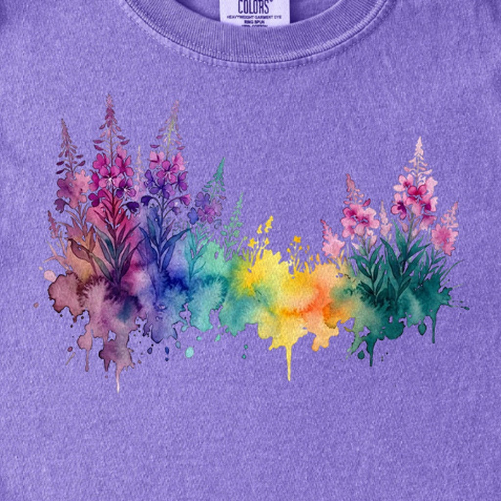 Watercolor Fireweed Kids Cotton T-Shirt
