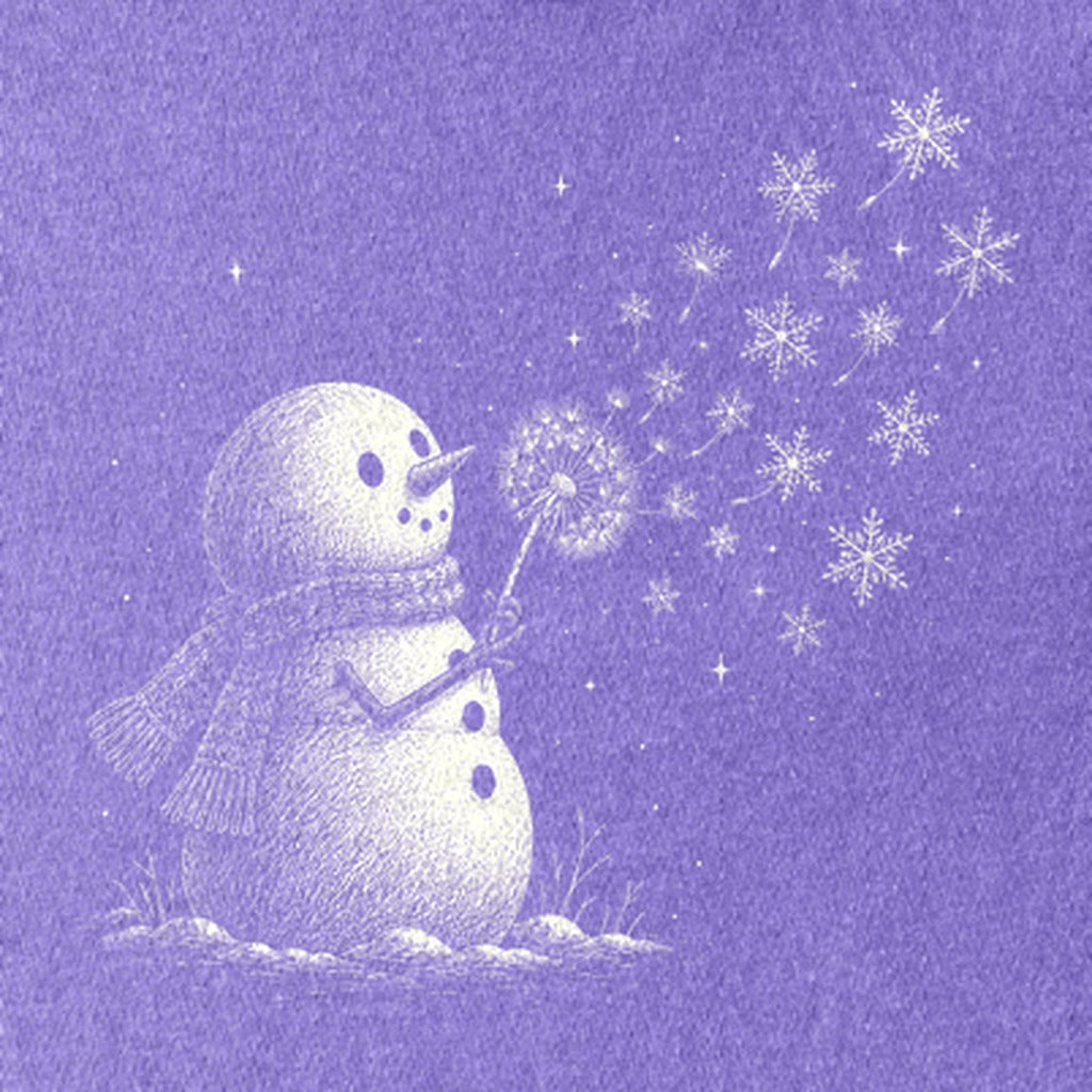 Snowman Dandelion Wish Kids Cotton T-Shirt