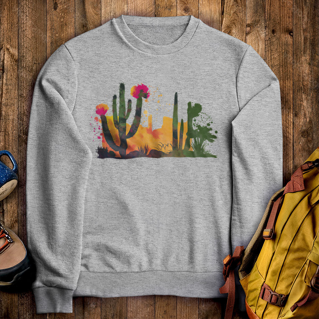 Watercolor Desert Scene Crewneck Sweatshirt