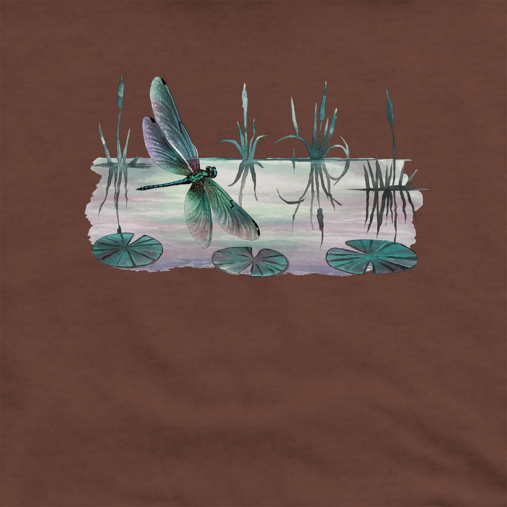 Watercolor Dragonfly on a Lake Crewneck Sweatshirt