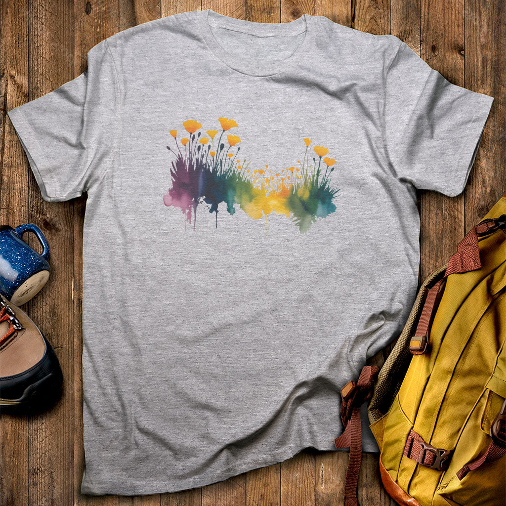 Watercolor Poppy Field T-Shirt