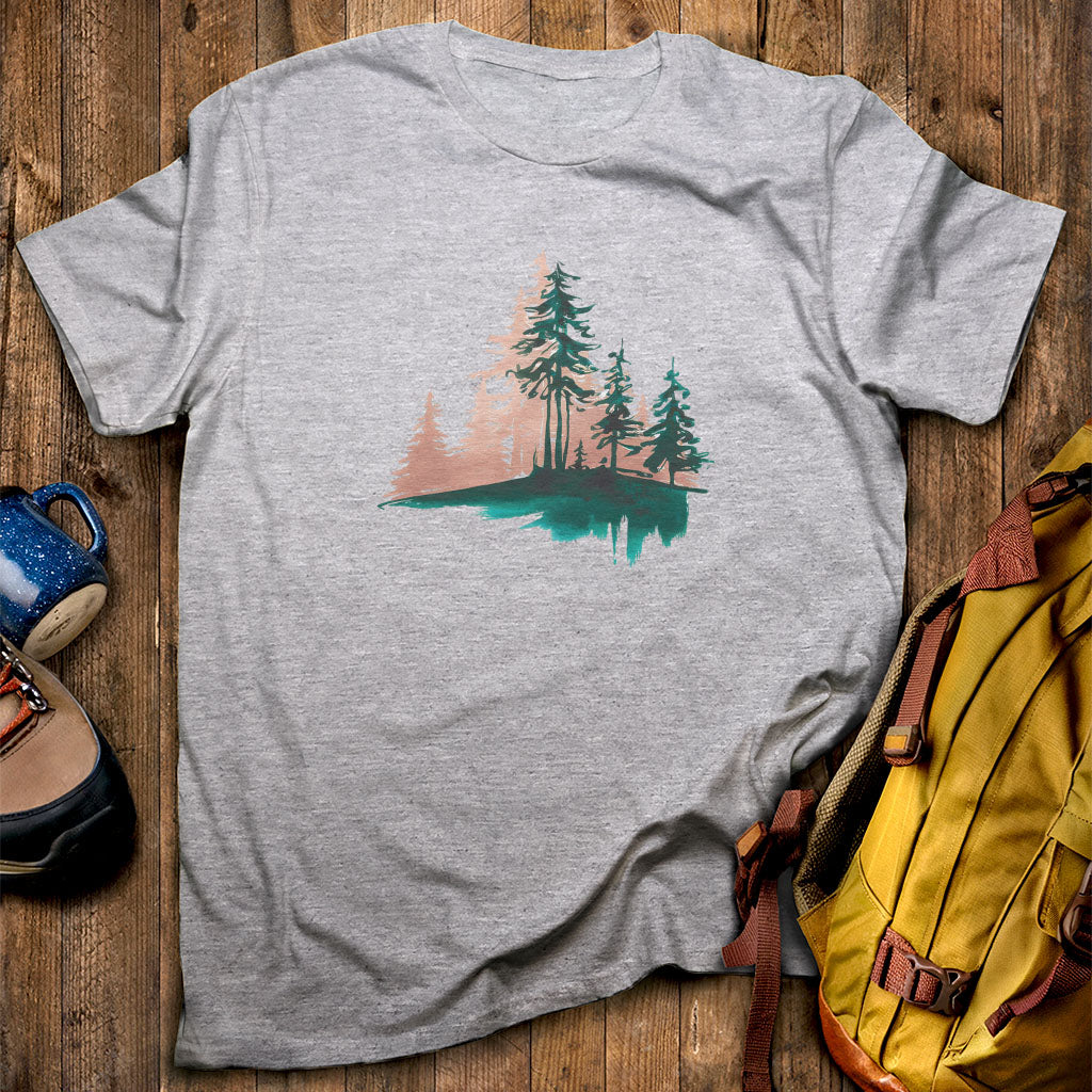 Watercolor Pine Tree Sunrise T-Shirt