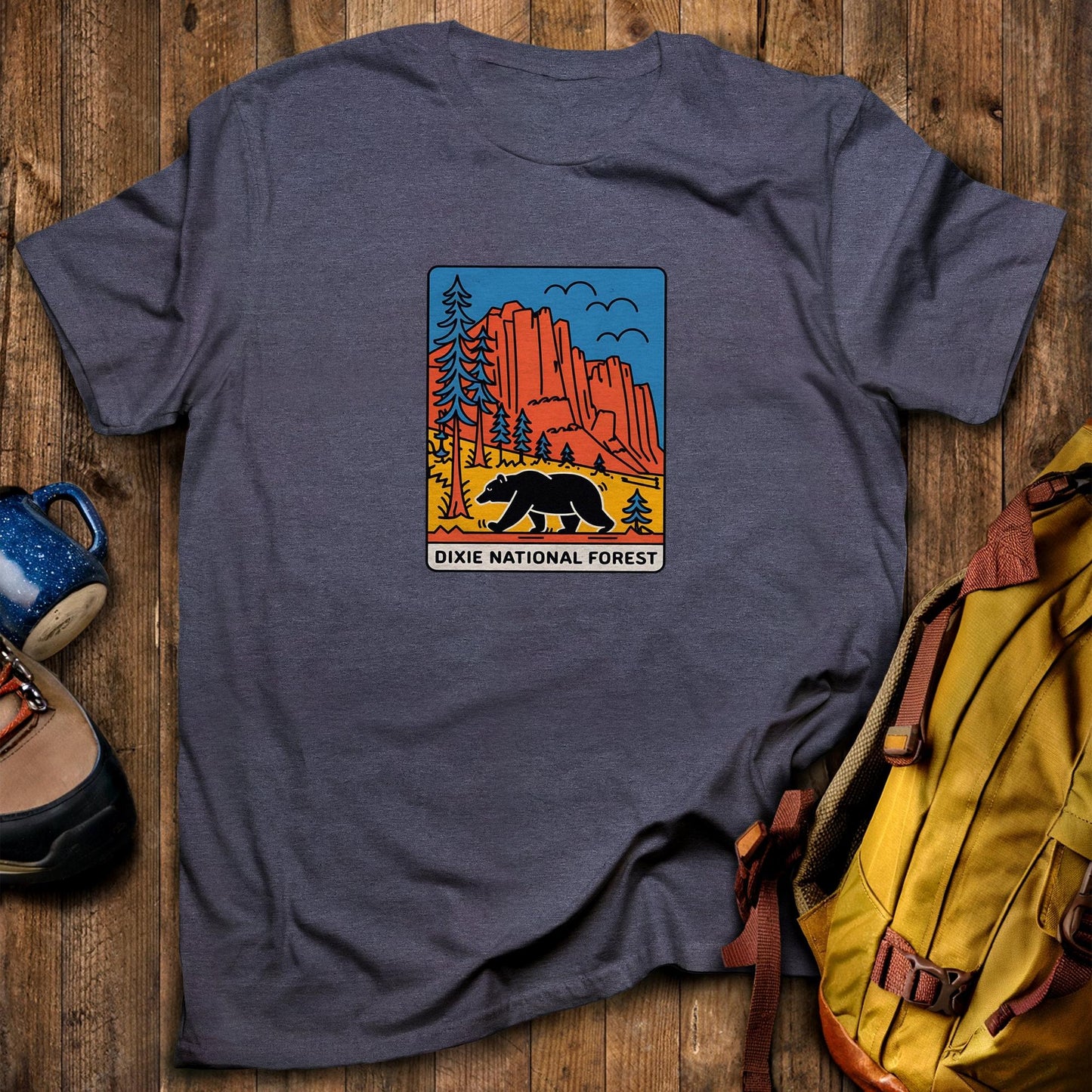 Dixie National Forest T-Shirt Heather Navy Adventure and Outdoors Themed T-Shirt