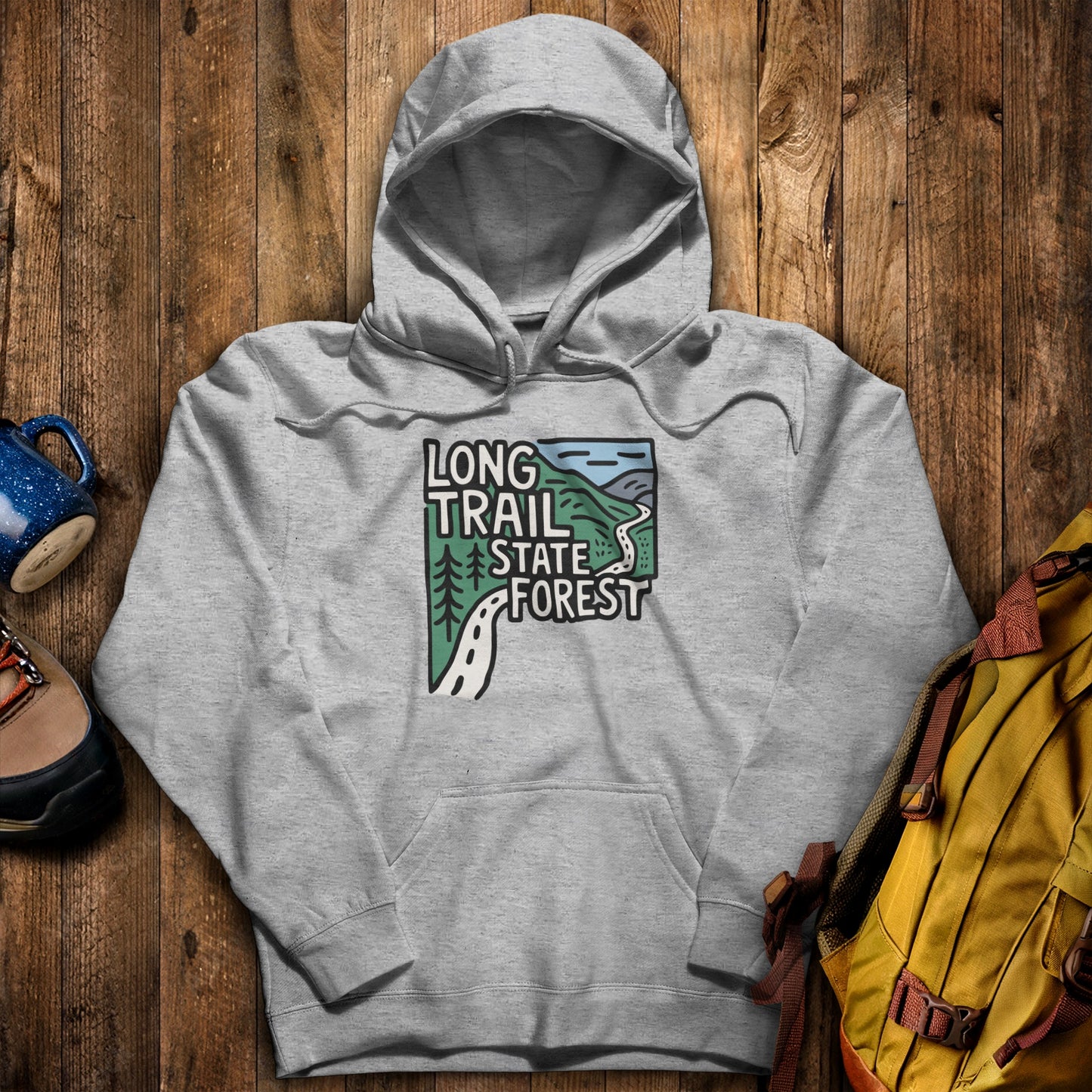 Long Trail State Forest Hoodie Sport Grey Adventure and Outdoors Themed Hoodie