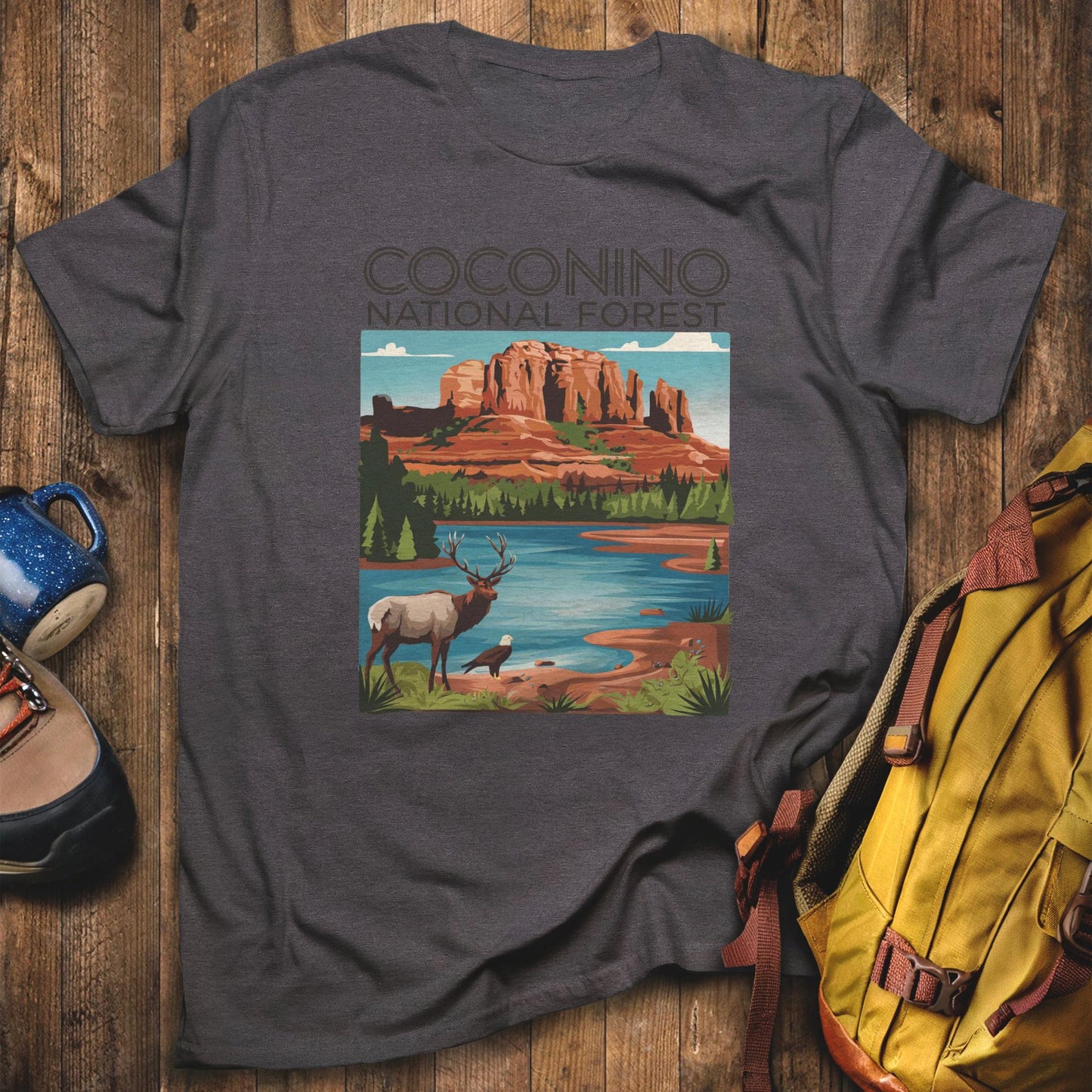Coconino National Forest T-Shirt Dark Heather Adventure and Outdoors Themed T-Shirt