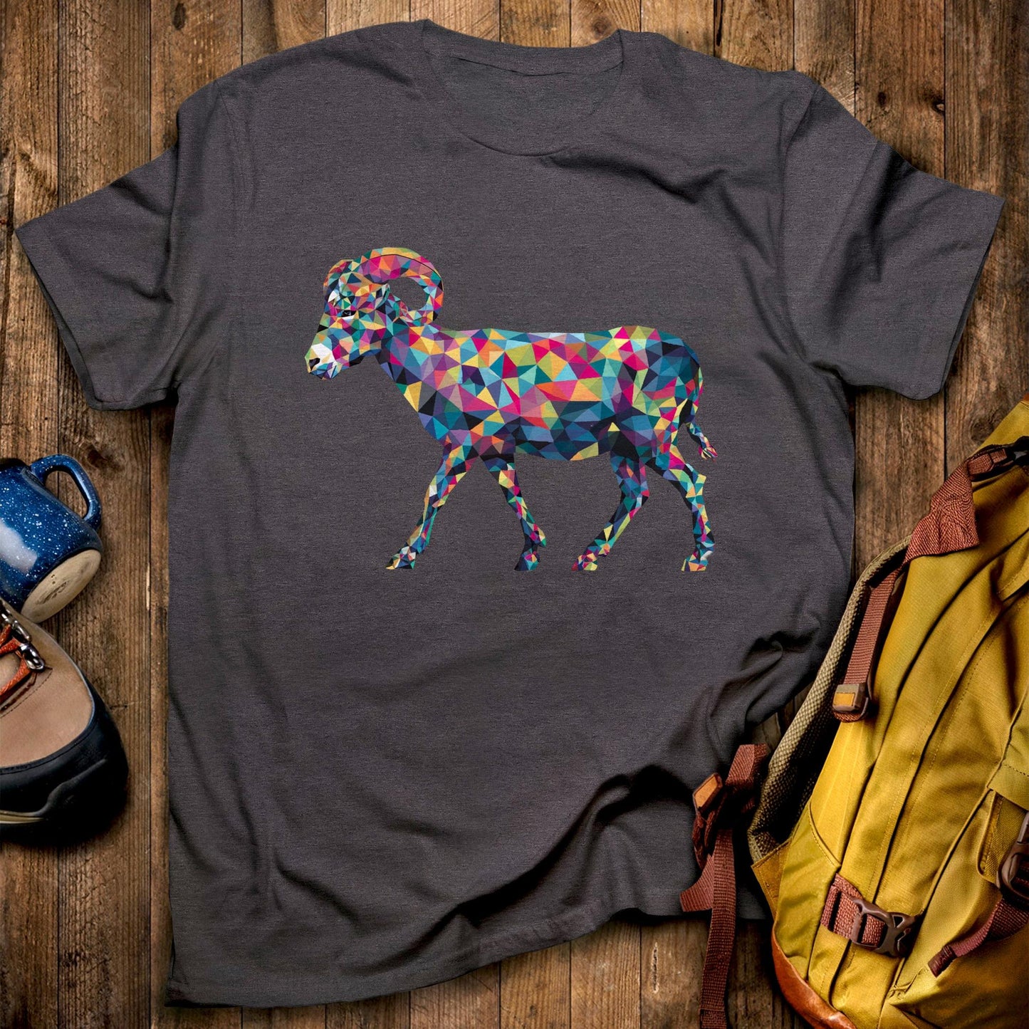 Ram Mosaic T-Shirt Dark Heather Adventure and Outdoors Themed T-Shirt