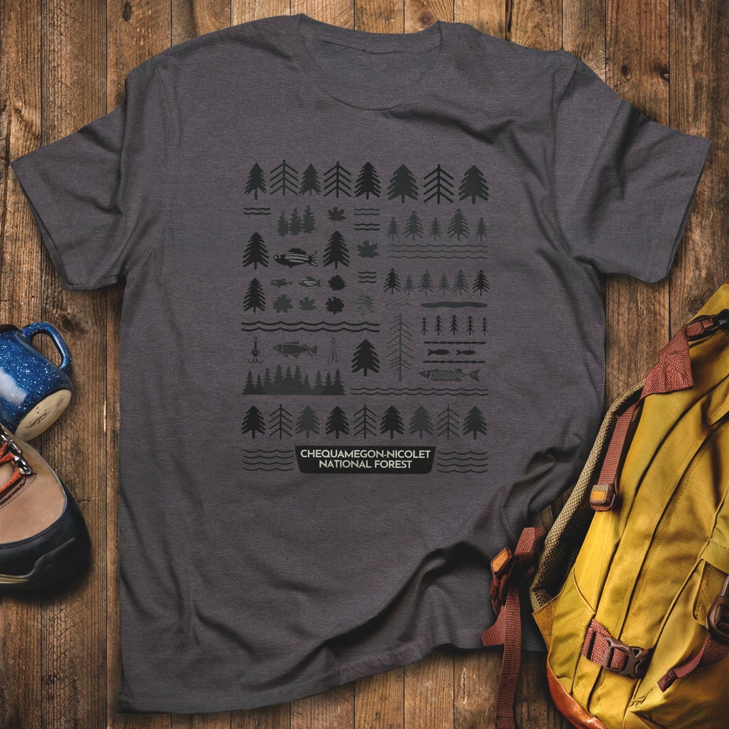 Chequamegon-Nicolet National Forest T-Shirt Dark Heather Adventure and Outdoors Themed T-Shirt
