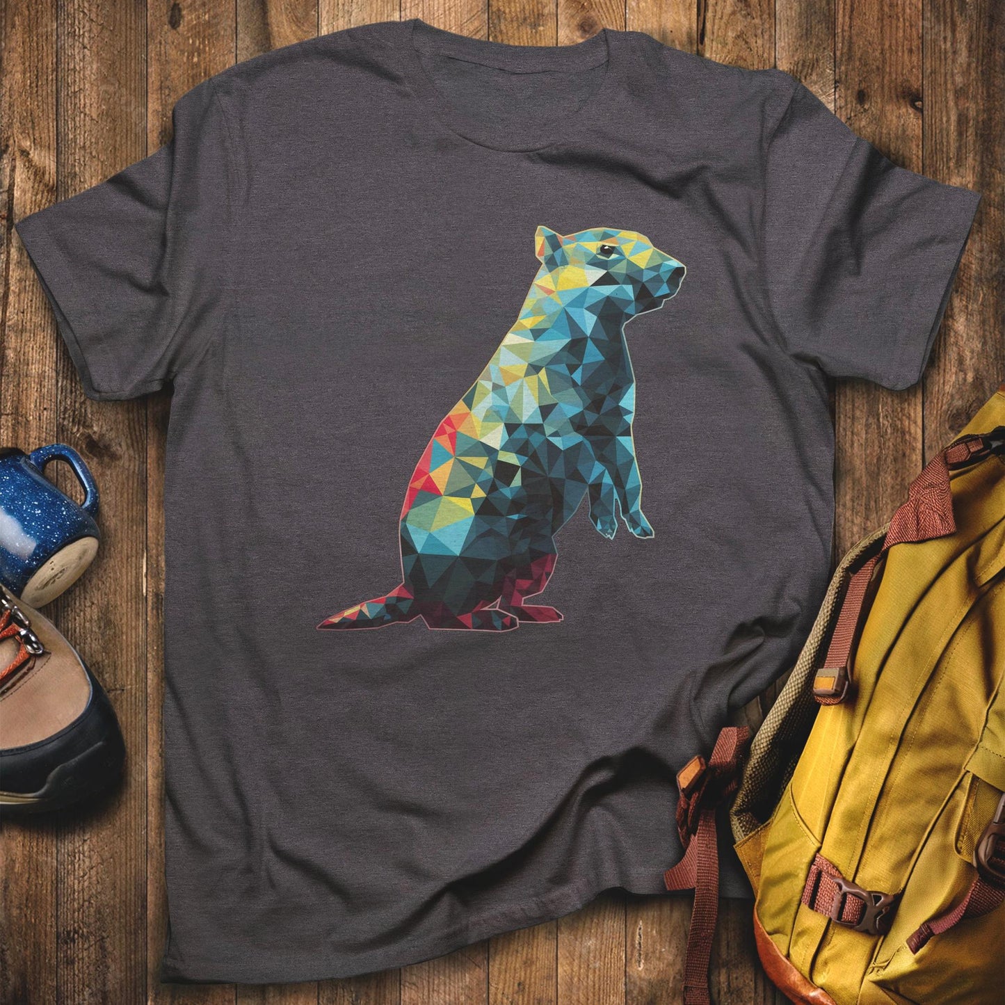 Prairie Dog Mosaic T-Shirt Dark Heather Adventure and Outdoors Themed T-Shirt