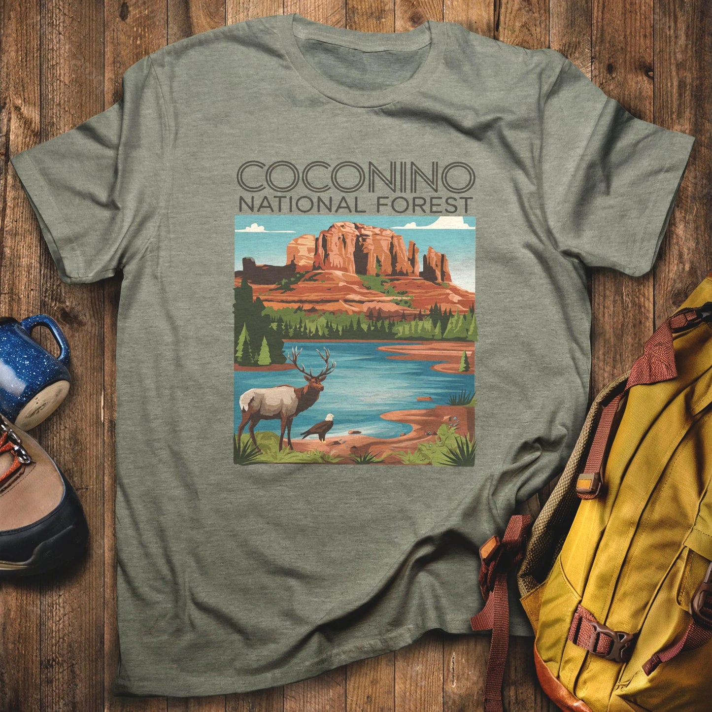 Coconino National Forest T-Shirt Heather Military Green Adventure and Outdoors Themed T-Shirt