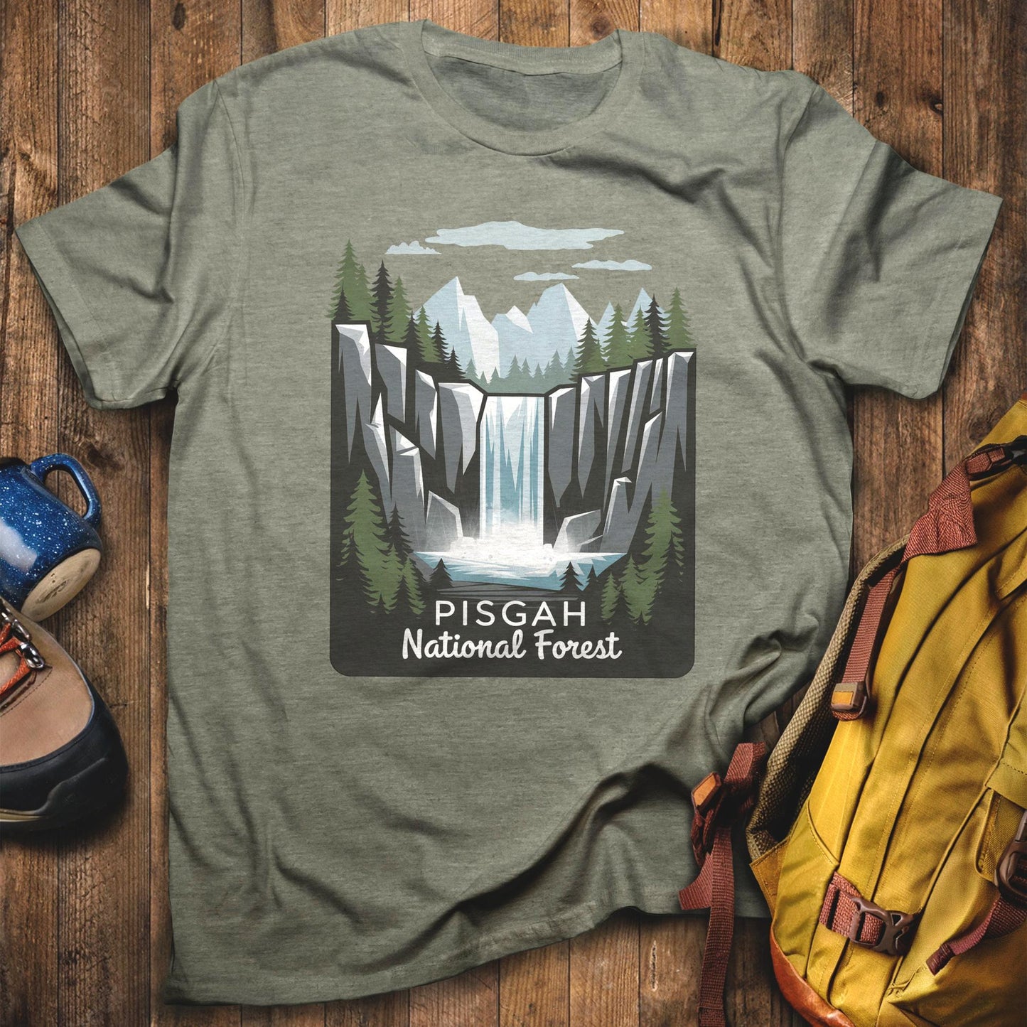 Pisgah National Forest T-Shirt Heather Military Green Adventure and Outdoors Themed T-Shirt