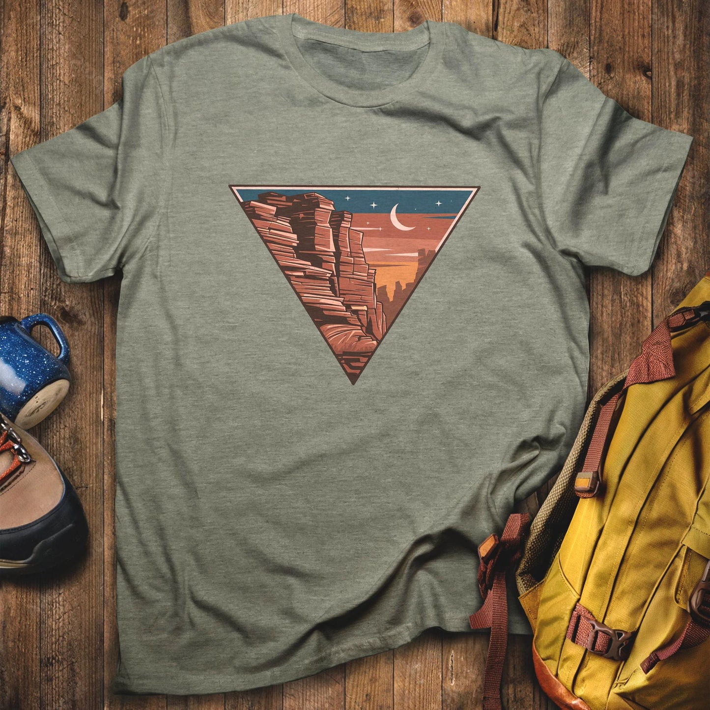 Red Rock Canyon T-Shirt Heather Military Green Adventure and Outdoors Themed T-Shirt