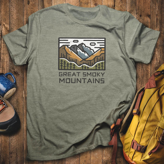 Great Smoky Mountains National Park T-Shirt Heather Military Green Adventure and Outdoors Themed T-Shirt