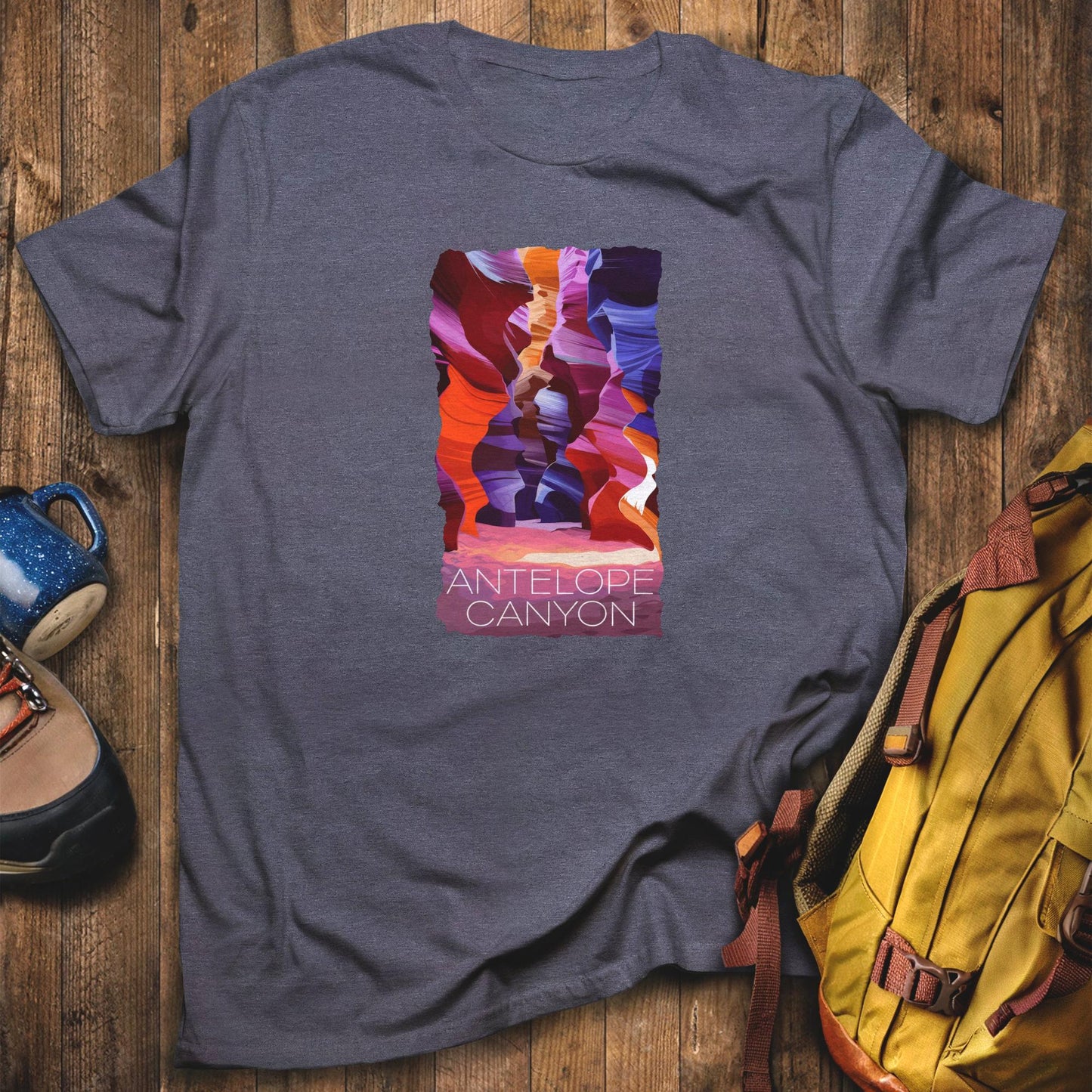 Vibrant Antelope Canyon T-Shirt Heather Navy Adventure and Outdoors Themed T-Shirt