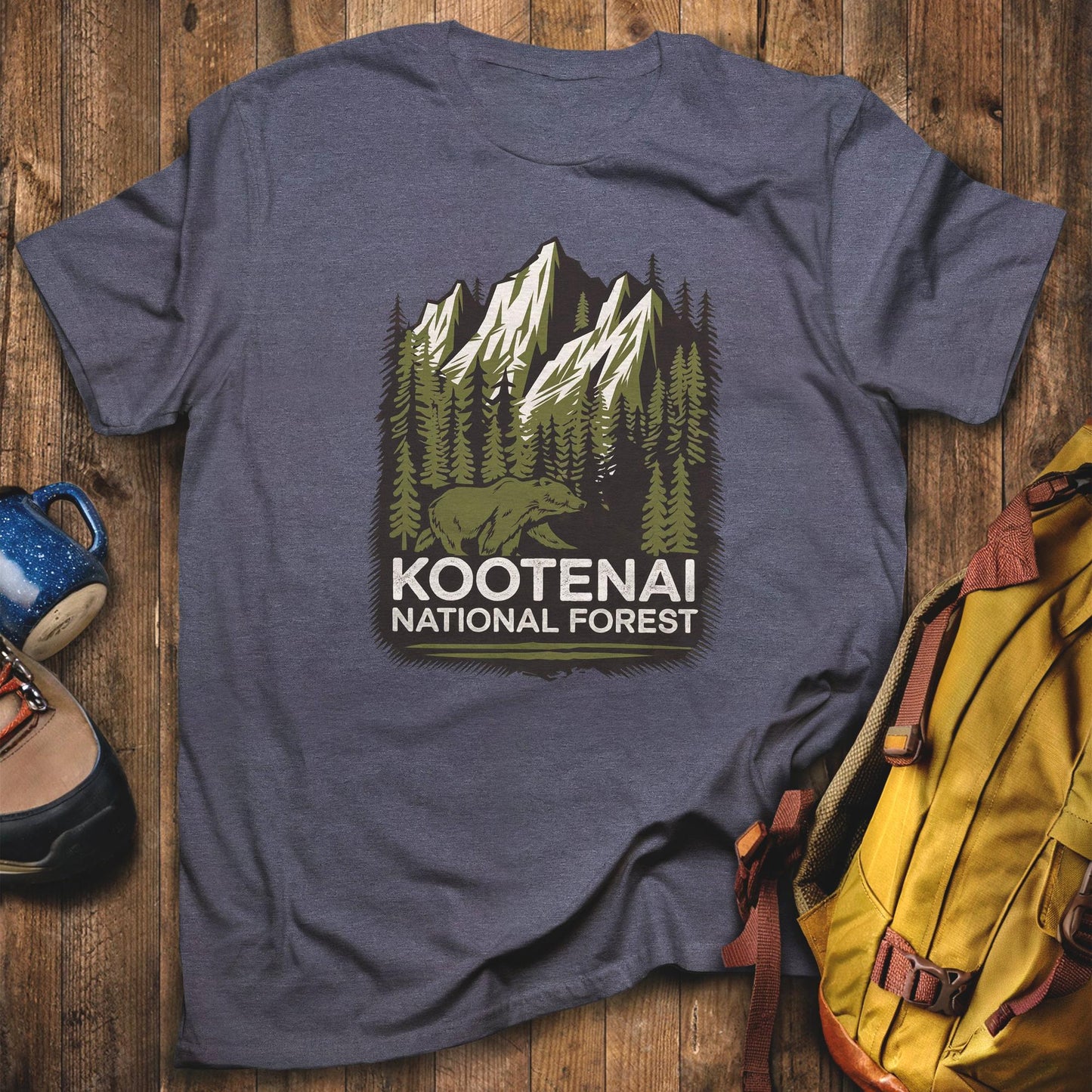 Kootenai National Forest T-Shirt Heather Navy Adventure and Outdoors Themed T-Shirt