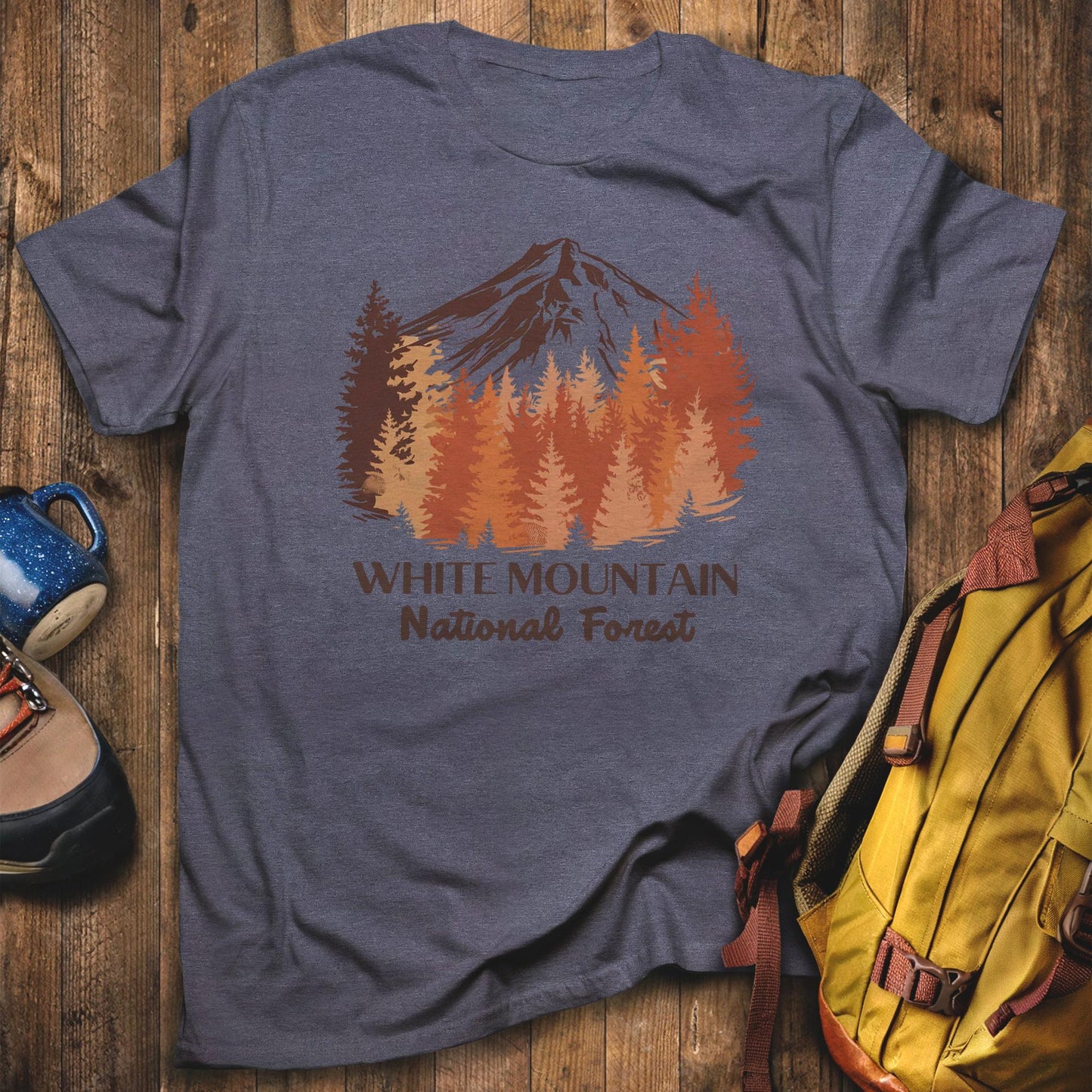 White Mountain National Forest T-Shirt Heather Navy Adventure and Outdoors Themed T-Shirt