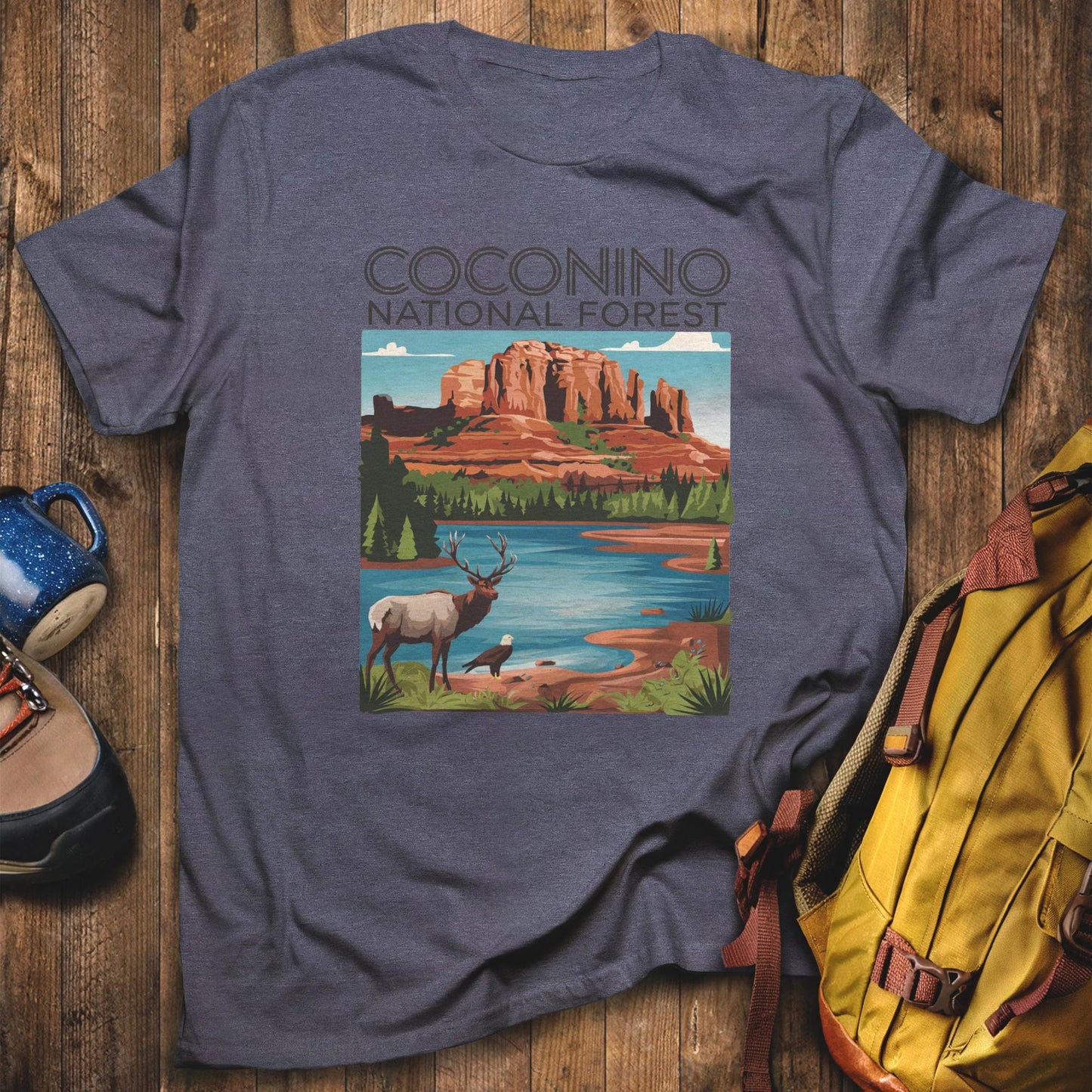 Coconino National Forest T-Shirt Heather Navy Adventure and Outdoors Themed T-Shirt