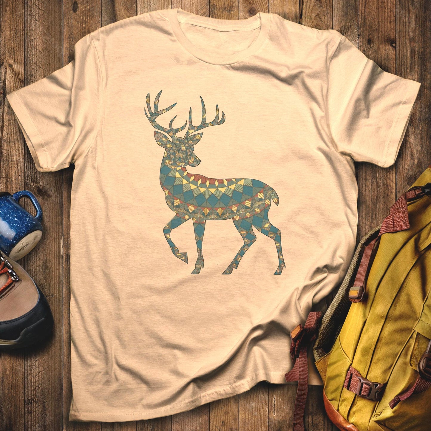 Deer Southwestern Mosaic T-Shirt Sand Adventure and Outdoors Themed T-Shirt