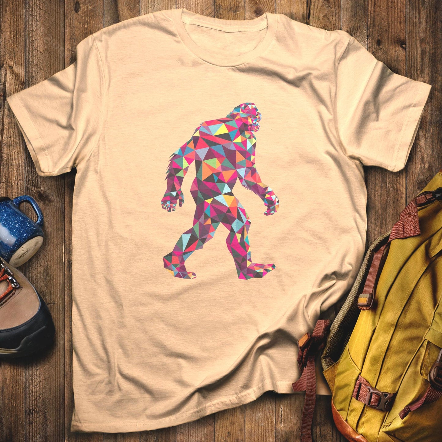 Sasquatch Mosaic T-Shirt Sand Adventure and Outdoors Themed T-Shirt