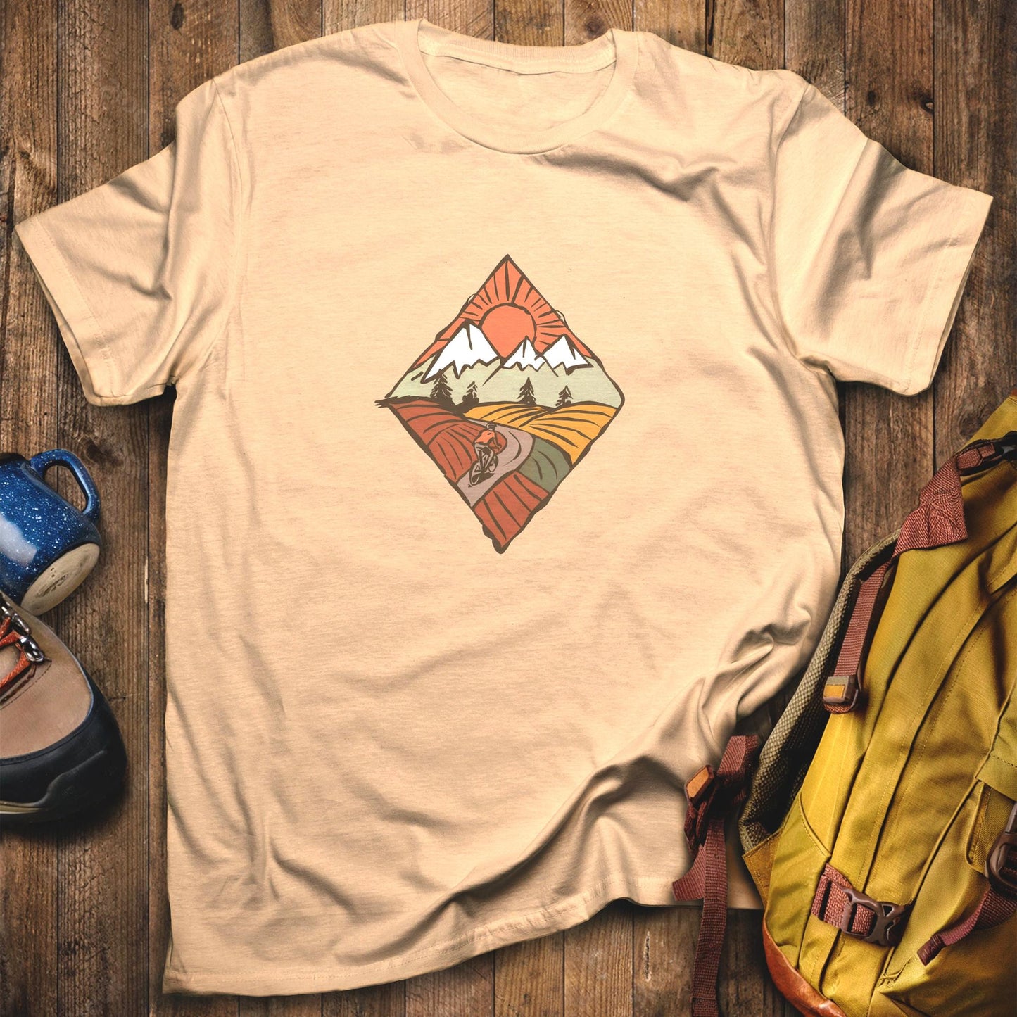 Pedal to the Peaks T-Shirt Sand Adventure and Outdoors Themed T-Shirt