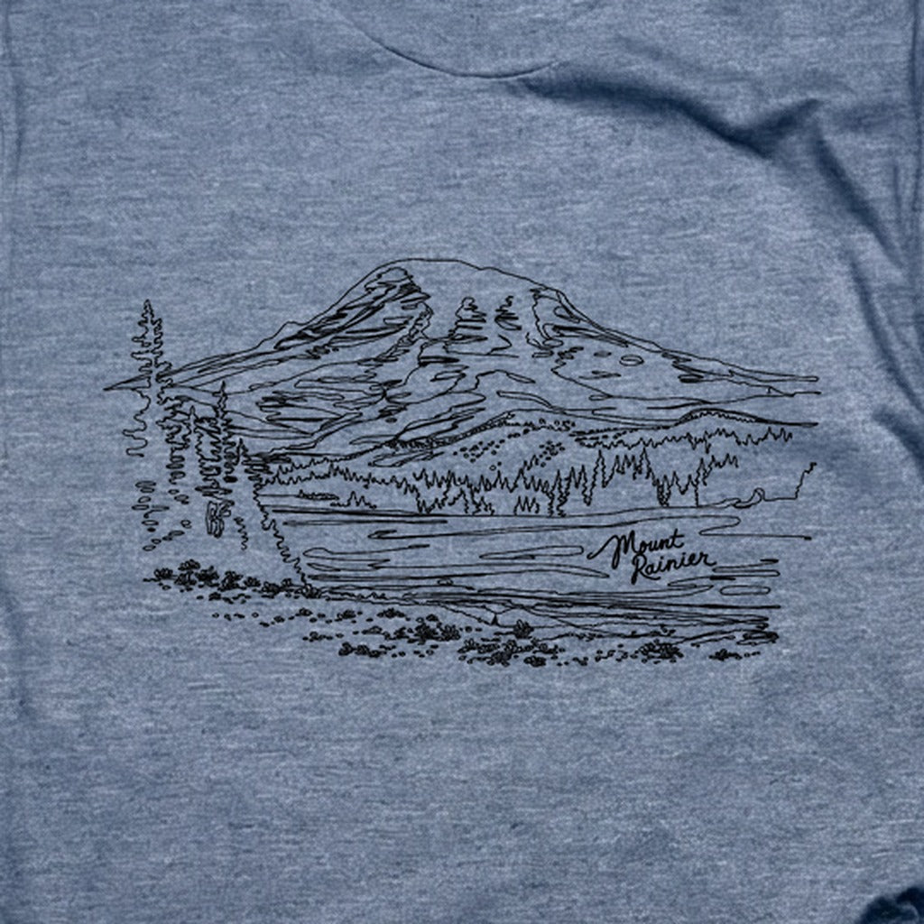 Mount Rainier Line Drawing T-Shirt