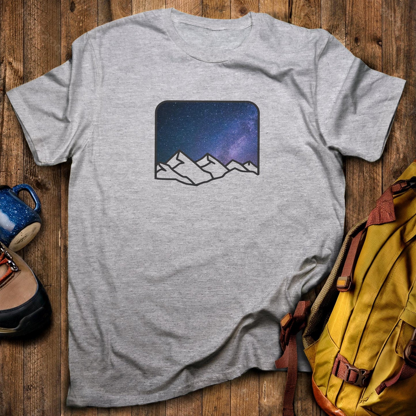Starry Peaks T-Shirt Sport Grey Adventure and Outdoors Themed T-Shirt