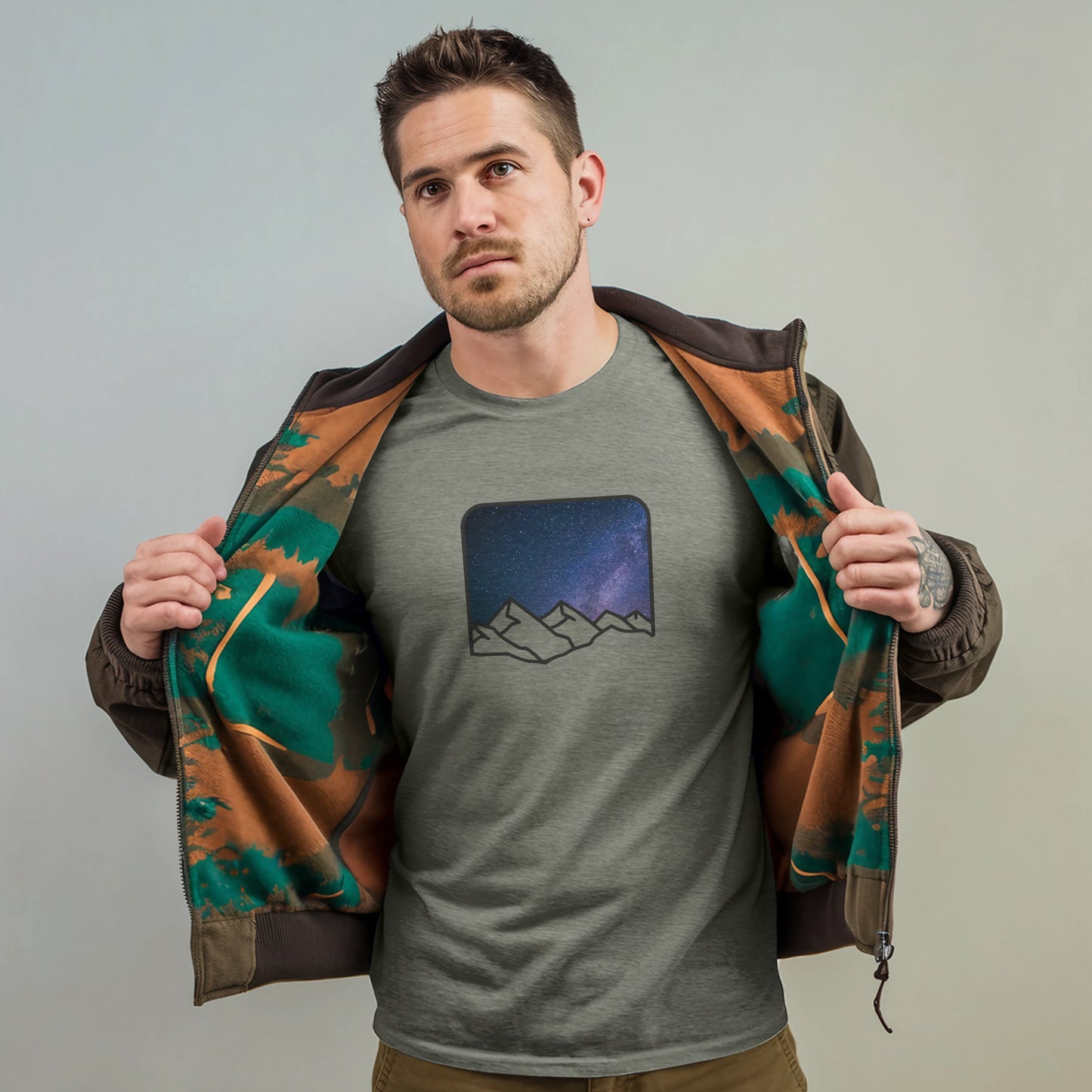 Starry Peaks T-Shirt Adventure and Outdoors Themed T-Shirt