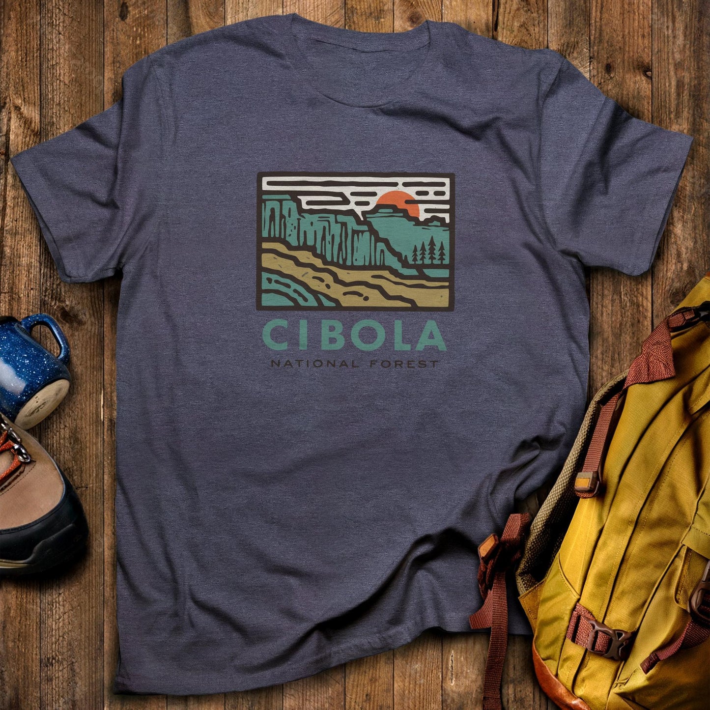 Cibola National Forest T-Shirt Heather Navy Adventure and Outdoors Themed T-Shirt