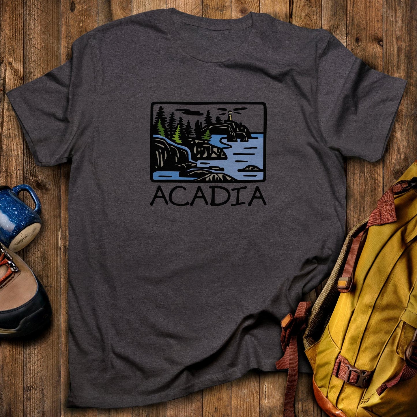 Acadia National Park T-Shirt Dark Heather Adventure and Outdoors Themed T-Shirt
