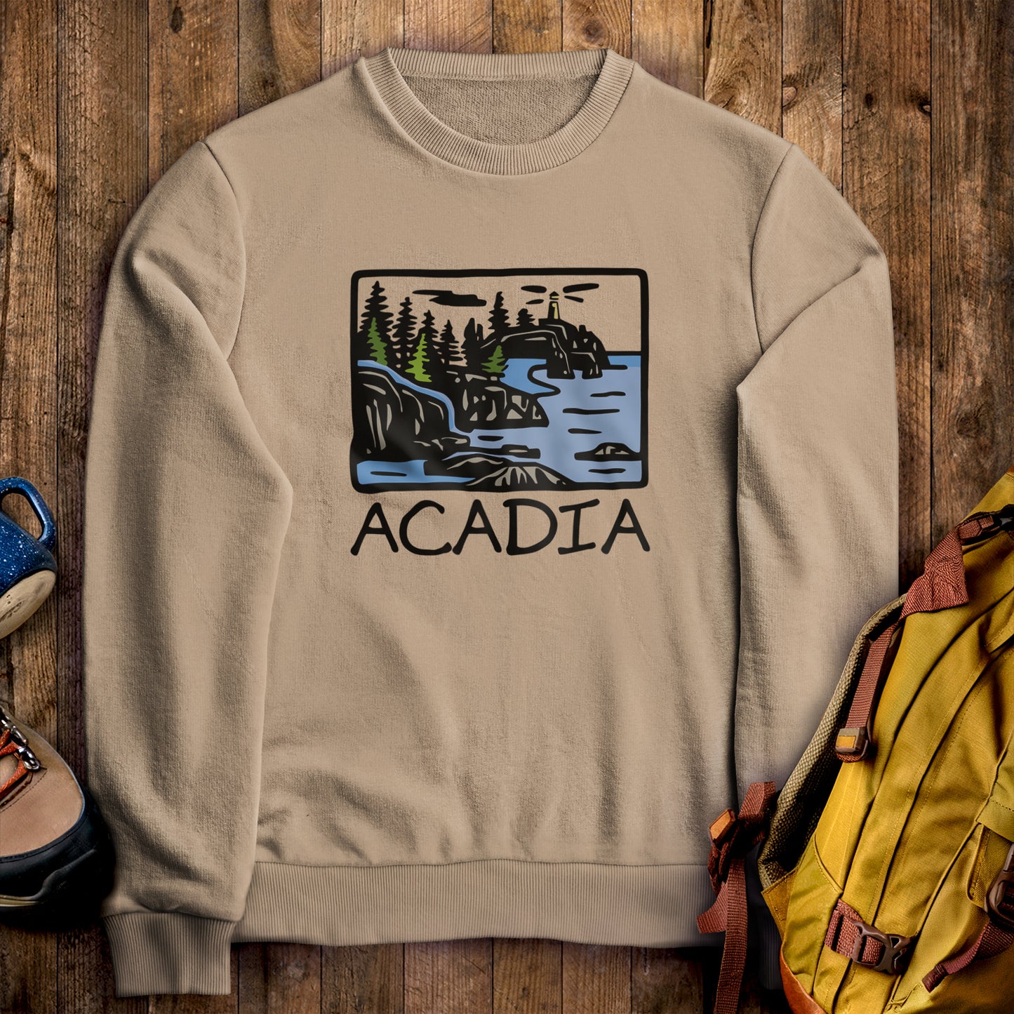 Acadia National Park Crewneck Sweatshirt Sand Adventure and Outdoors Themed Sweatshirt