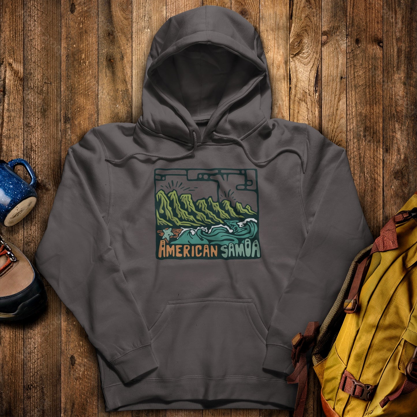 American Samoa National Park Hoodie Charcoal Adventure and Outdoors Themed Hoodie