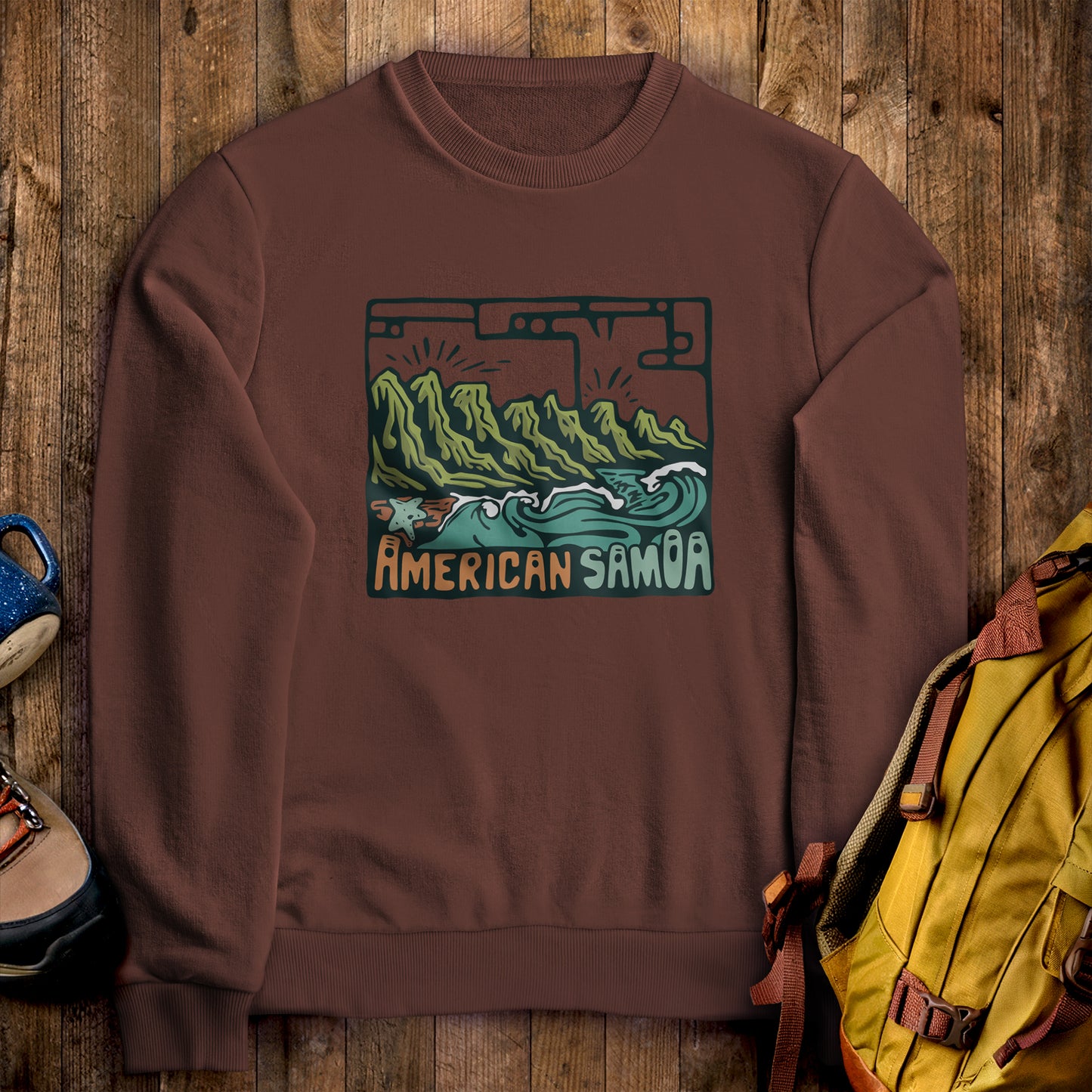 American Samoa National Park Crewneck Sweatshirt Cocoa Adventure and Outdoors Themed Sweatshirt