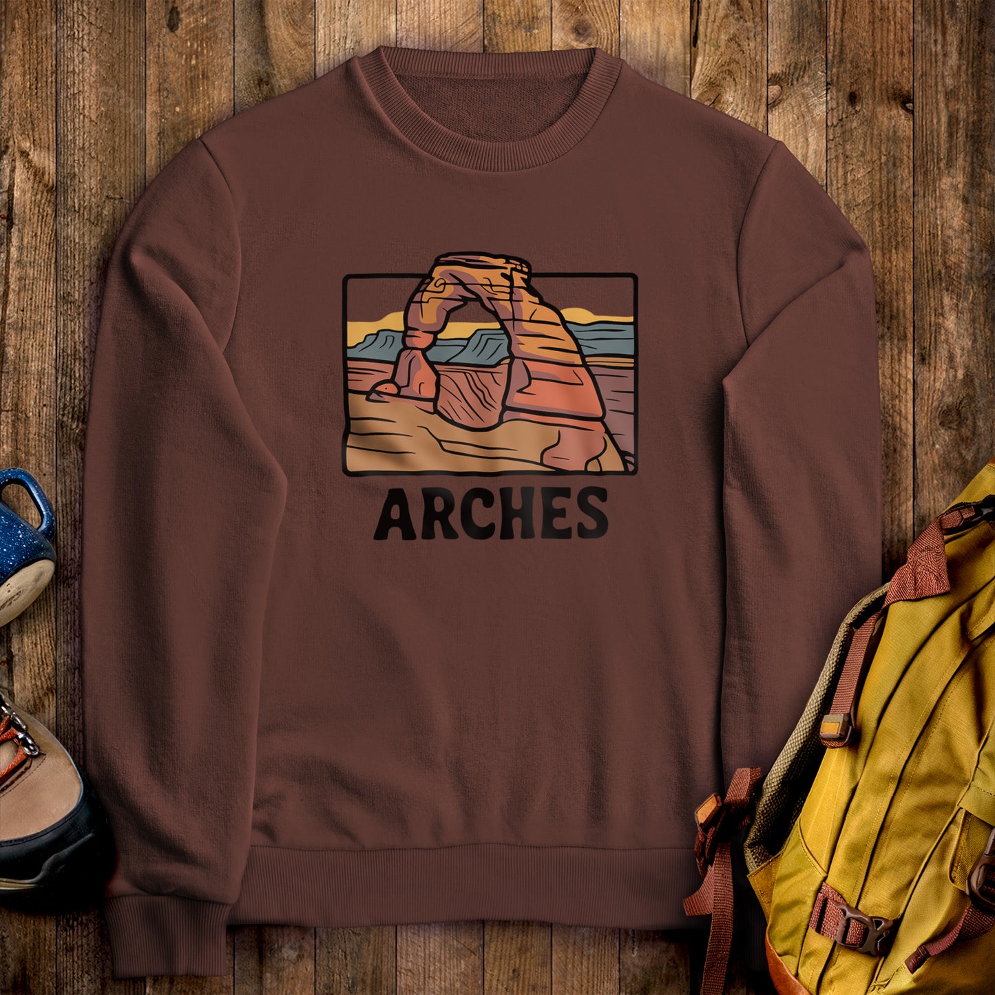 Arches National Park Crewneck Sweatshirt Cocoa Adventure and Outdoors Themed Sweatshirt