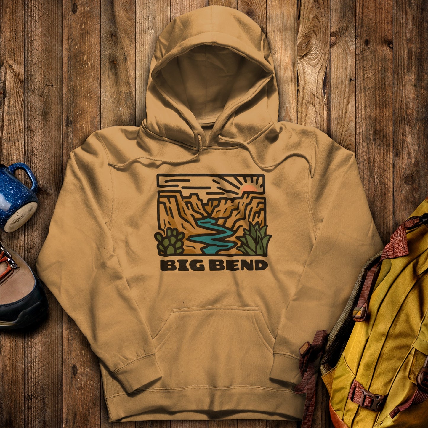 Big Bend National Park Hoodie Mustard Adventure and Outdoors Themed Hoodie