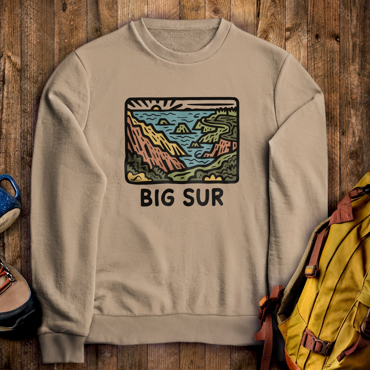 Big Sur State Park Crewneck Sweatshirt Sand Adventure and Outdoors Themed Sweatshirt