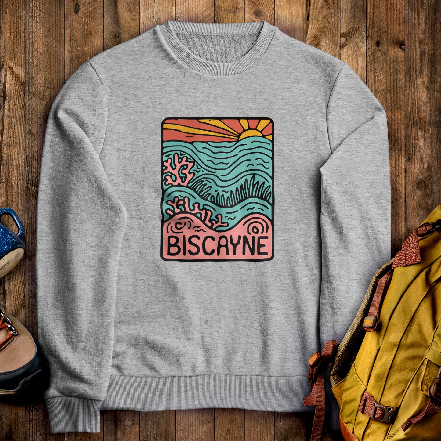 Biscayne National Park Crewneck Sweatshirt Sport Grey Adventure and Outdoors Themed Sweatshirt
