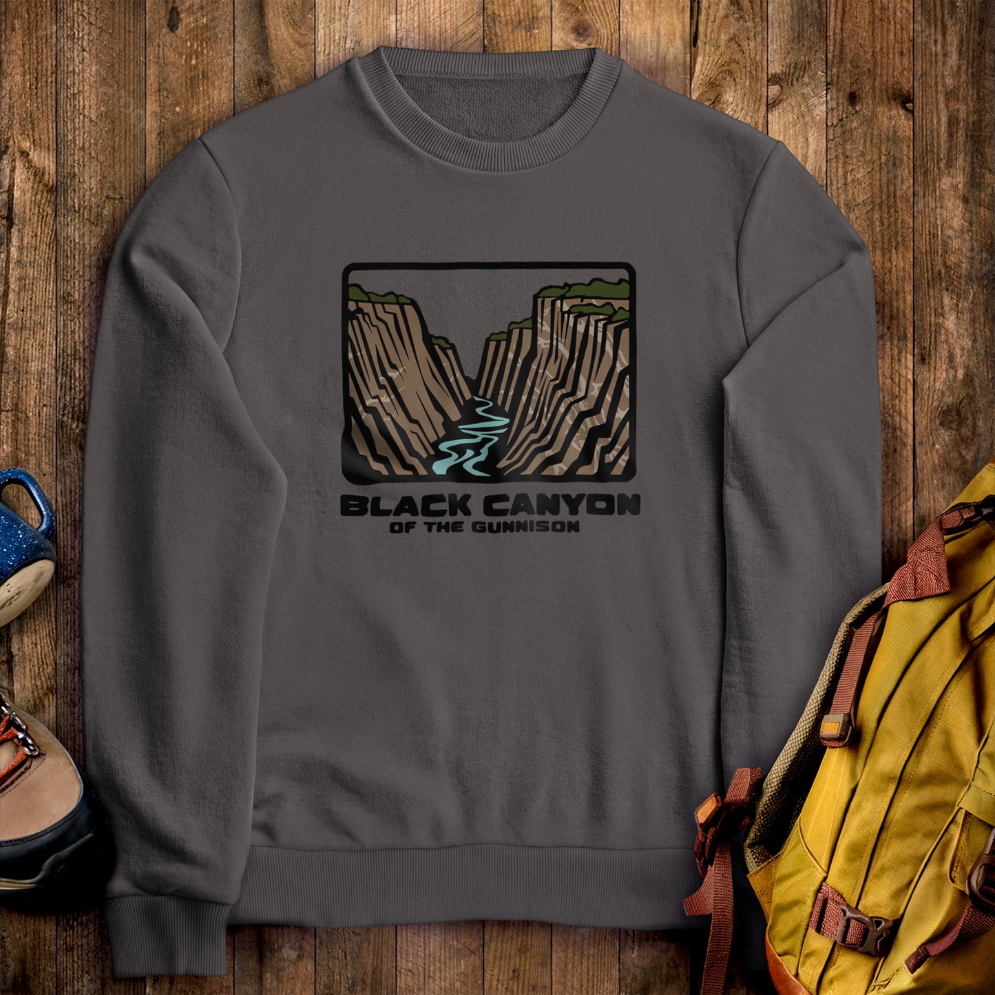 Black Canyon of the Gunnison National Park Crewneck Sweatshirt Charcoal Adventure and Outdoors Themed Sweatshirt