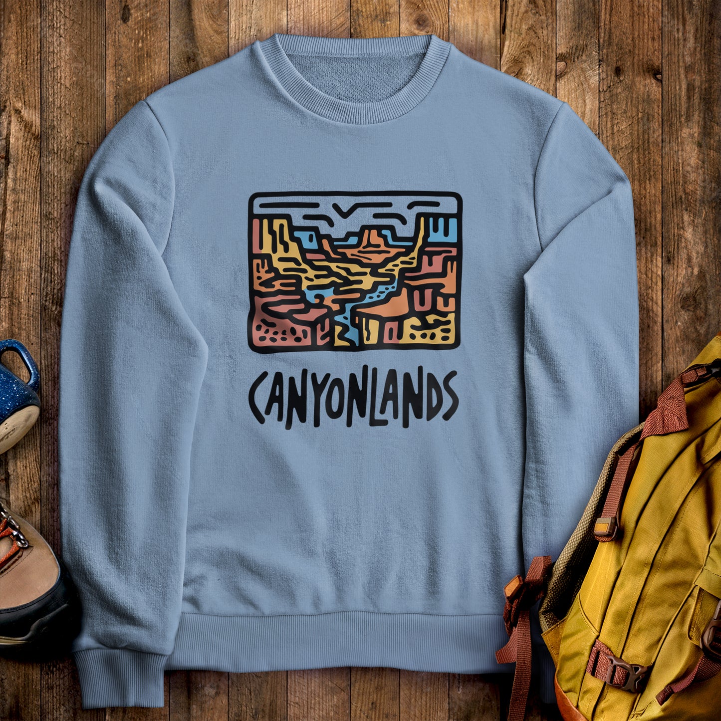 Canyonlands National Park Crewneck Sweatshirt Stone Blue Adventure and Outdoors Themed Sweatshirt