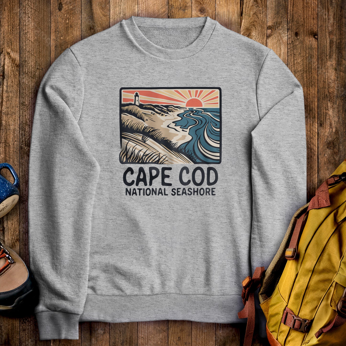 Cape Cod National Seashore Crewneck Sweatshirt Sport Grey Adventure and Outdoors Themed Sweatshirt