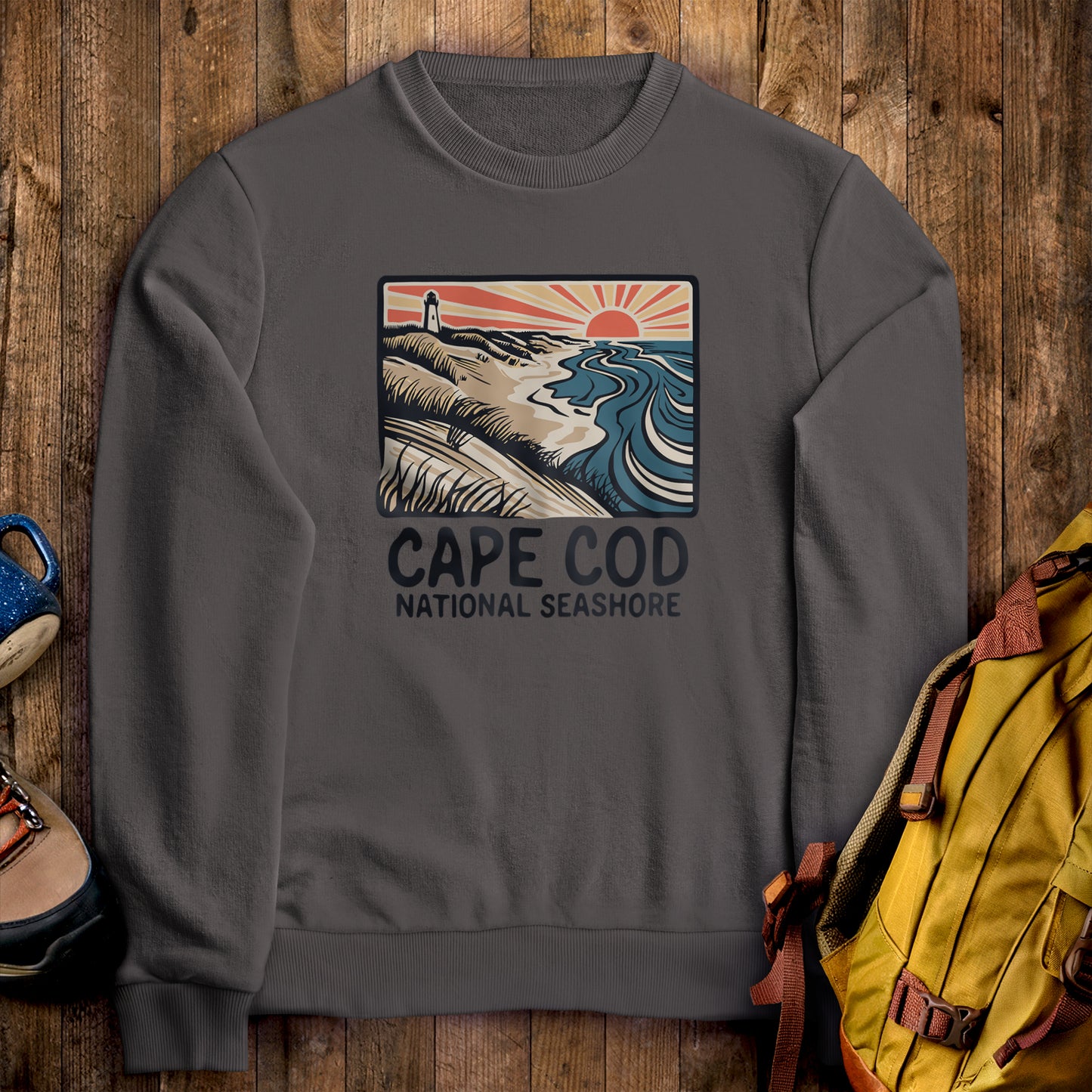 Cape Cod National Seashore Crewneck Sweatshirt Charcoal Adventure and Outdoors Themed Sweatshirt