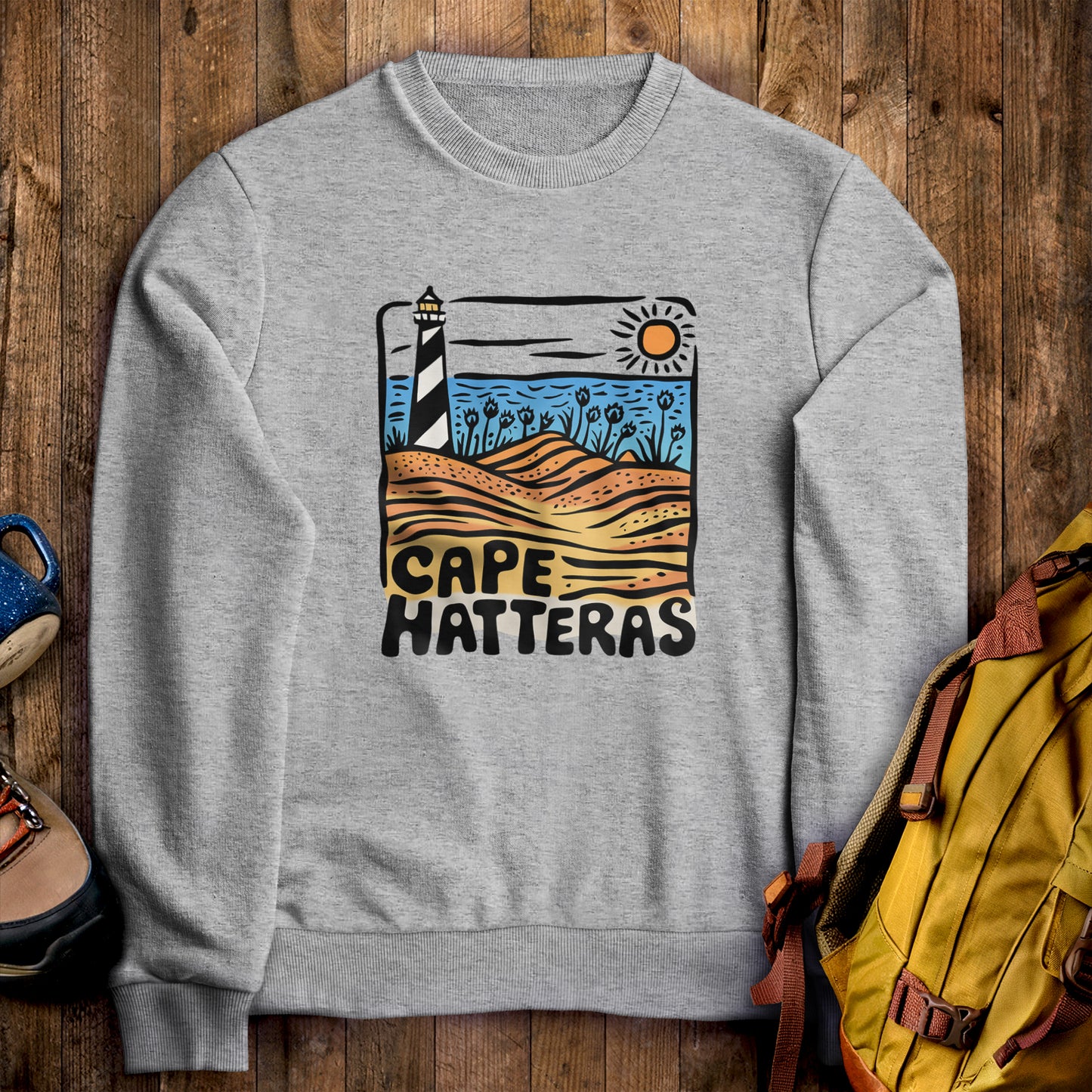 Cape Hatteras National Seashore Crewneck Sweatshirt Sport Grey Adventure and Outdoors Themed Sweatshirt