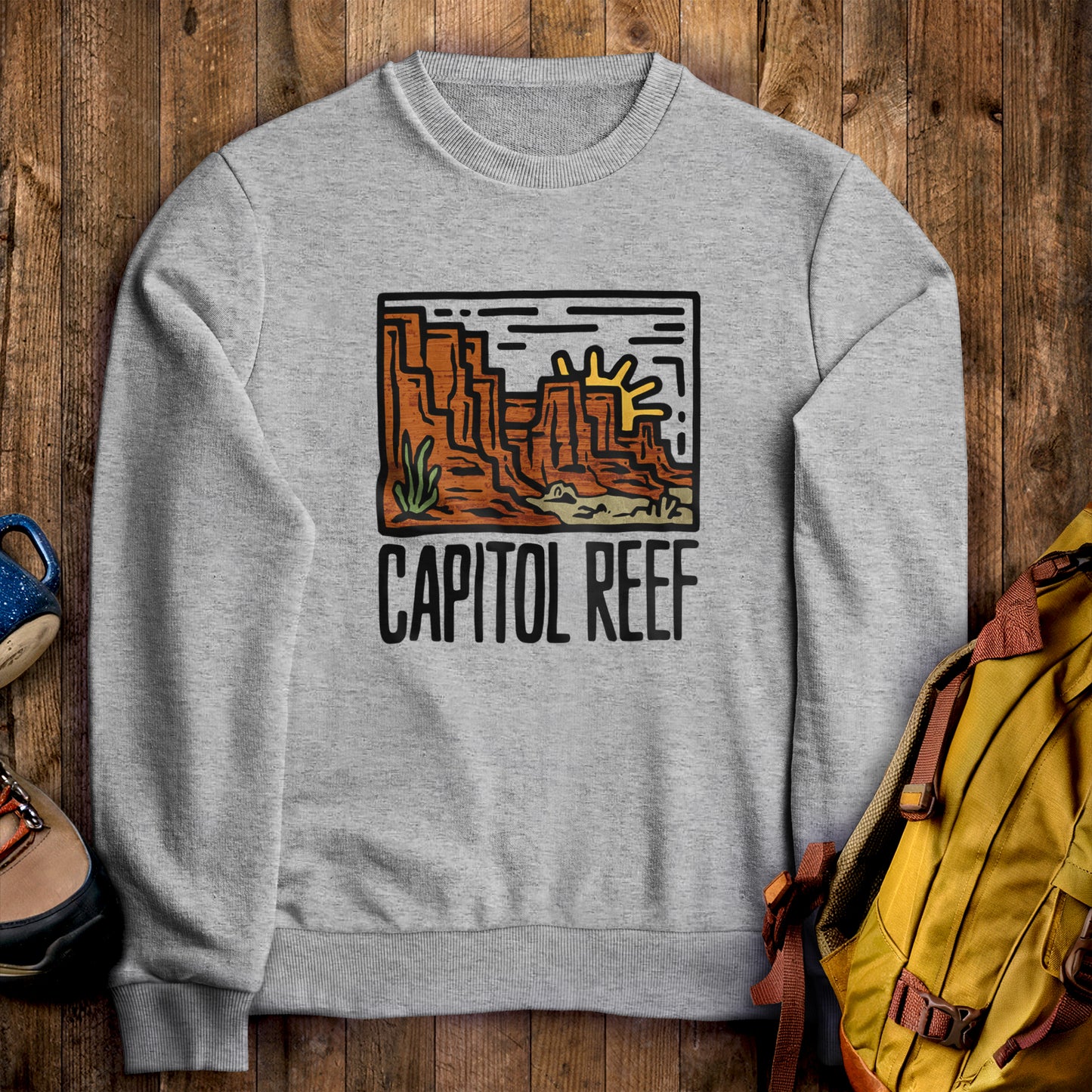 Capitol Reef National Park Crewneck Sweatshirt Sport Grey Adventure and Outdoors Themed Sweatshirt