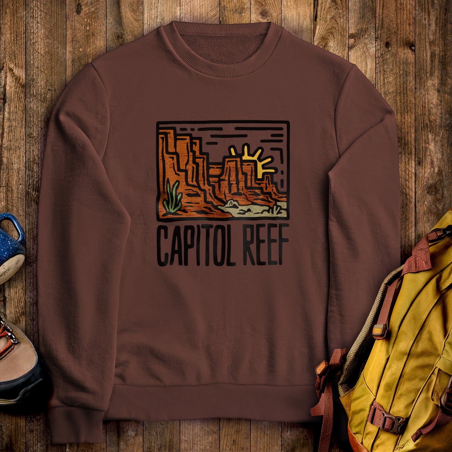 Capitol Reef National Park Crewneck Sweatshirt Cocoa Adventure and Outdoors Themed Sweatshirt