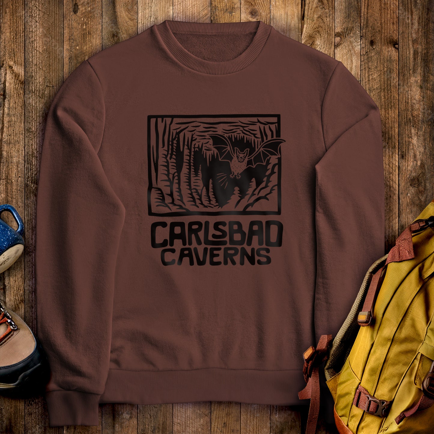 Carlsbad Caverns National Park Crewneck Sweatshirt Cocoa Adventure and Outdoors Themed Sweatshirt