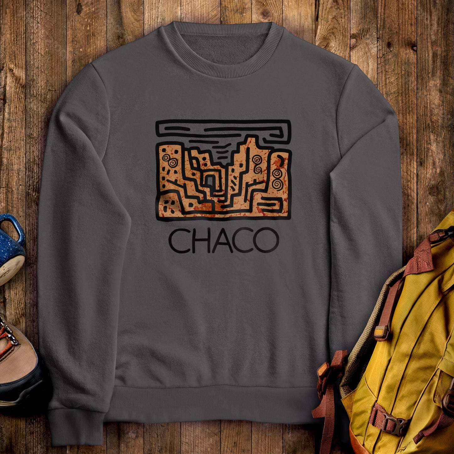 Chaco Culture National Historical Park Crewneck Sweatshirt Charcoal Adventure and Outdoors Themed Sweatshirt